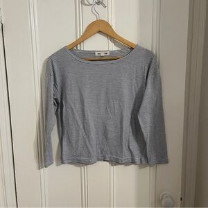 Madewell Rivet & Thread Striped Long 3/4 Length Sleeve Cropped Top Sz S